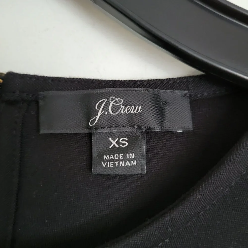 J. Crew Puff Sleeve Pointe Top Blouse Keyhole Back Black Style AE781 Size XS